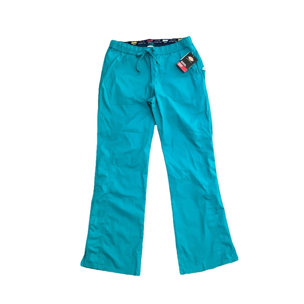 Dickies EDS Stretch Scrub Pants Teal Low Rise Straight Leg Womens Size‎ S NWT